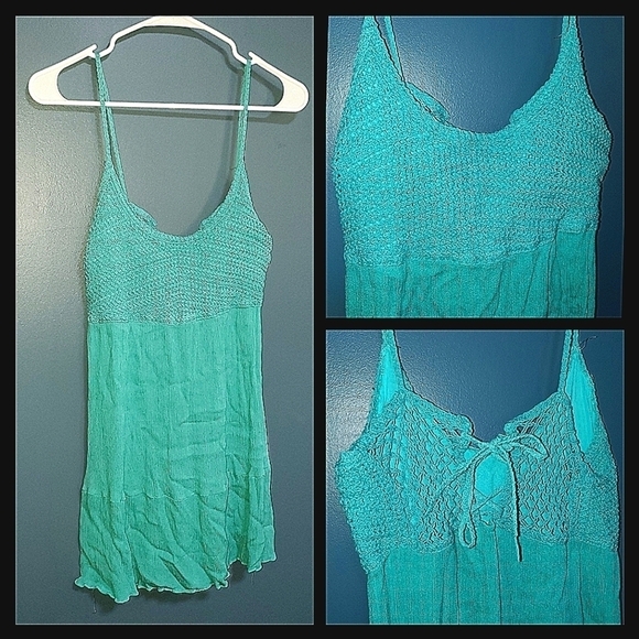 Blue/𝅺Green spaghetti strap tanktop Umgee Small - Picture 1 of 6